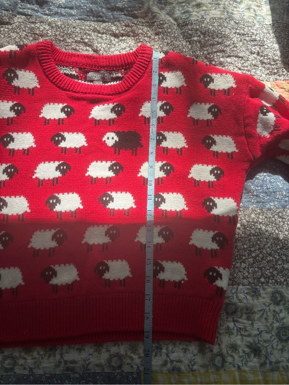 Cake Red Sheep Print Crewneck Sweater - Picture 6 of 7